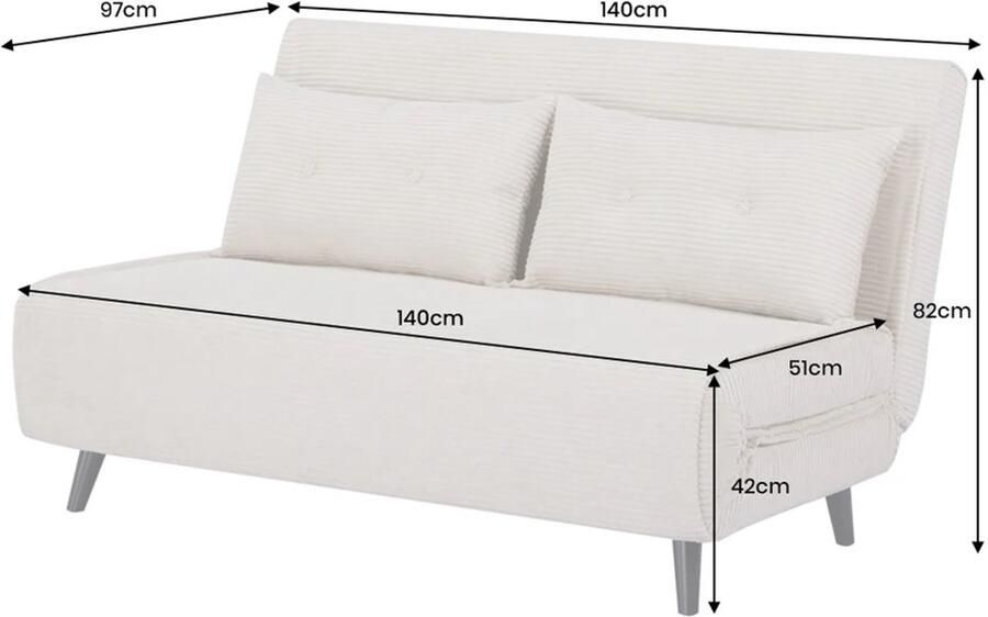 SMART Slaapstoel – Uitschuifbare Stoel tot Bed – 2 Persoons – Beige – Luxe Relaxfauteuil met Slaapfunctie - Foto 2