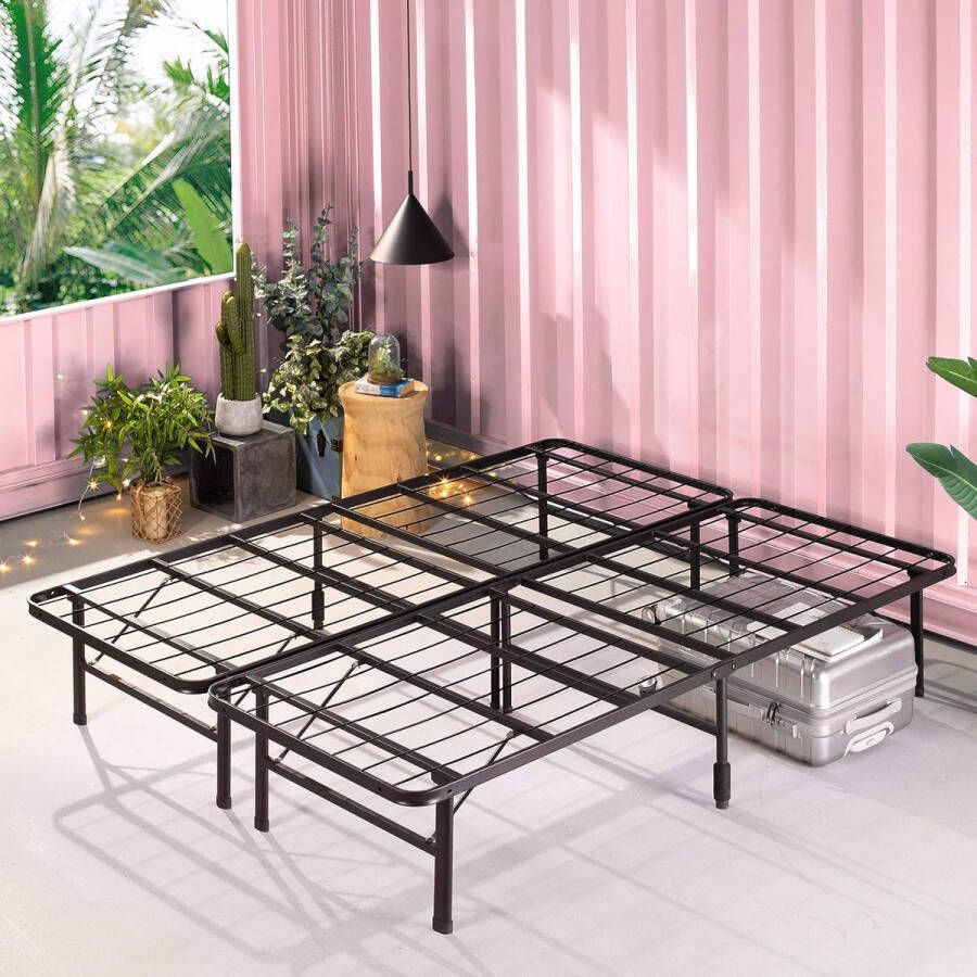 SmartBase lattenbodem 35 cm losse montage metalen bedframe losse montage afgedekt op het bed 180 x 200 cm zwart