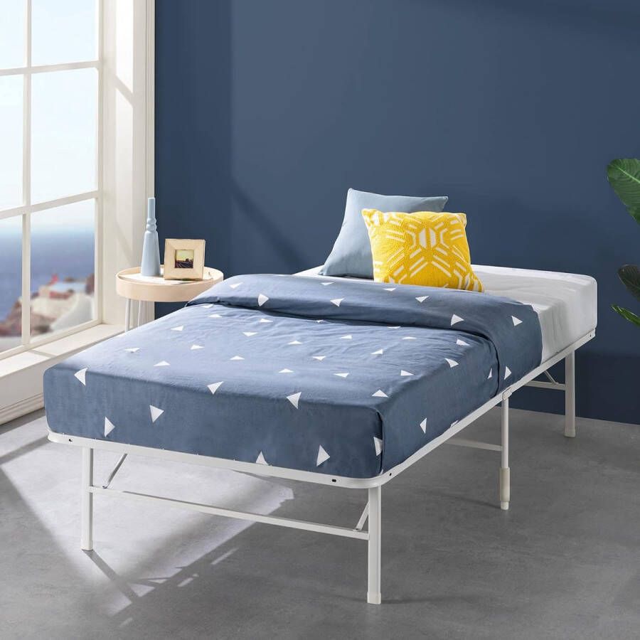 SmartBase Lattenbodem zonder montage metalen bedframe voor volwassenen kinderen jongeren eenvoudige montage opbergruimte onder het bed 90 x 200 cm wit