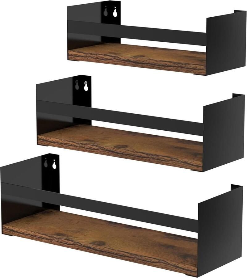 Smeedijzeren wandrek woonkamer badkamer wandrek keuken badkamer opbergrek vierkante en ronde planken goud voordeelset van 2