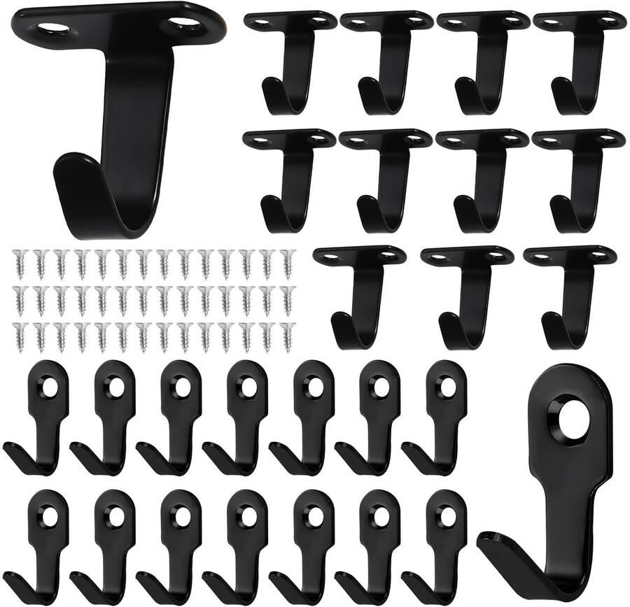 Smloplom 27-pack plafond- en wandhaken schroefhaken ideaal als kapstok of sleutelhaak inclusief bevestigingsschroeven kapstokhaken voor wand plafond voor badkamer keuken slaapkamer zwart