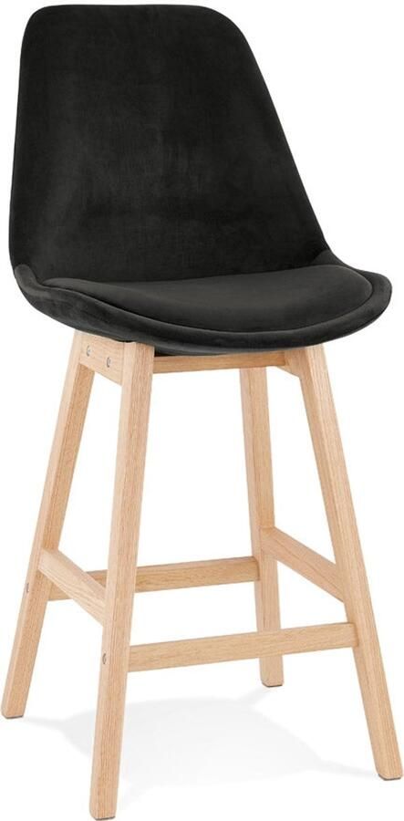 Snackkruk Stijlvolle Halfhoge Kruk Zacht Zwart Fluweel Tijdloze Elegantie