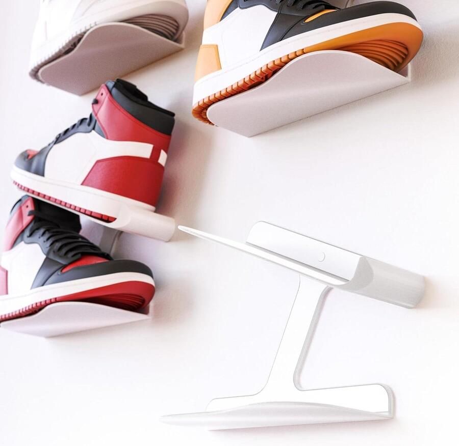 Sneaker-muurbeugel zwevend schoenenrek display schoenenhouder wandhouder plank wit