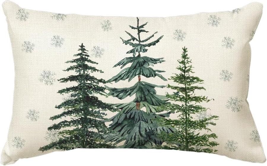 Sneeuwvlokken kerst kussensloop Dennenprint 30 x 50 cm Winter decoratie Bank woonkamer Sierkussenhoes kussensloop 30x50