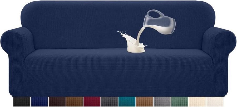 Waterdichte 1 stuks elastische bankovertrek jacquard donkerblauw anti-slip voor 4-zits bank