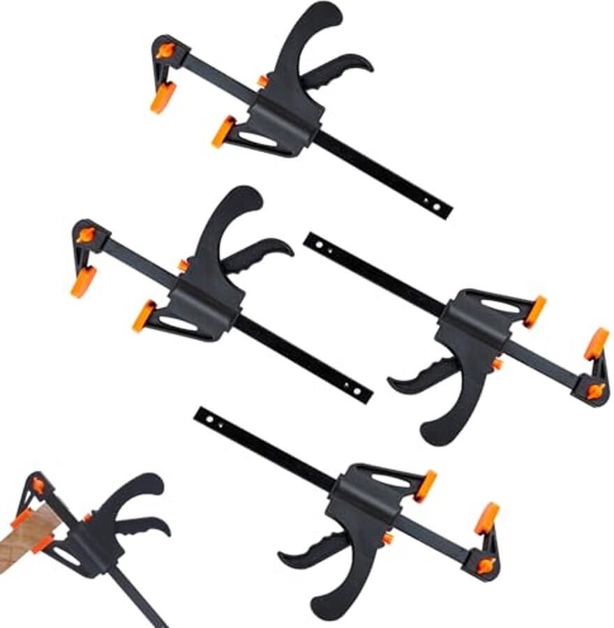 Snelspanklemmen voor Houtbewerking Eenhandklemmen voor DIY en Ambacht Quick Release Klemmen Set van 4 102MM x 35MM