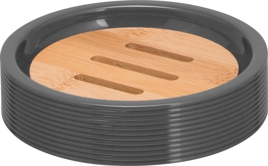 Soap dish Segno made of bamboo and plastic Soap holder for bar soap (grey)