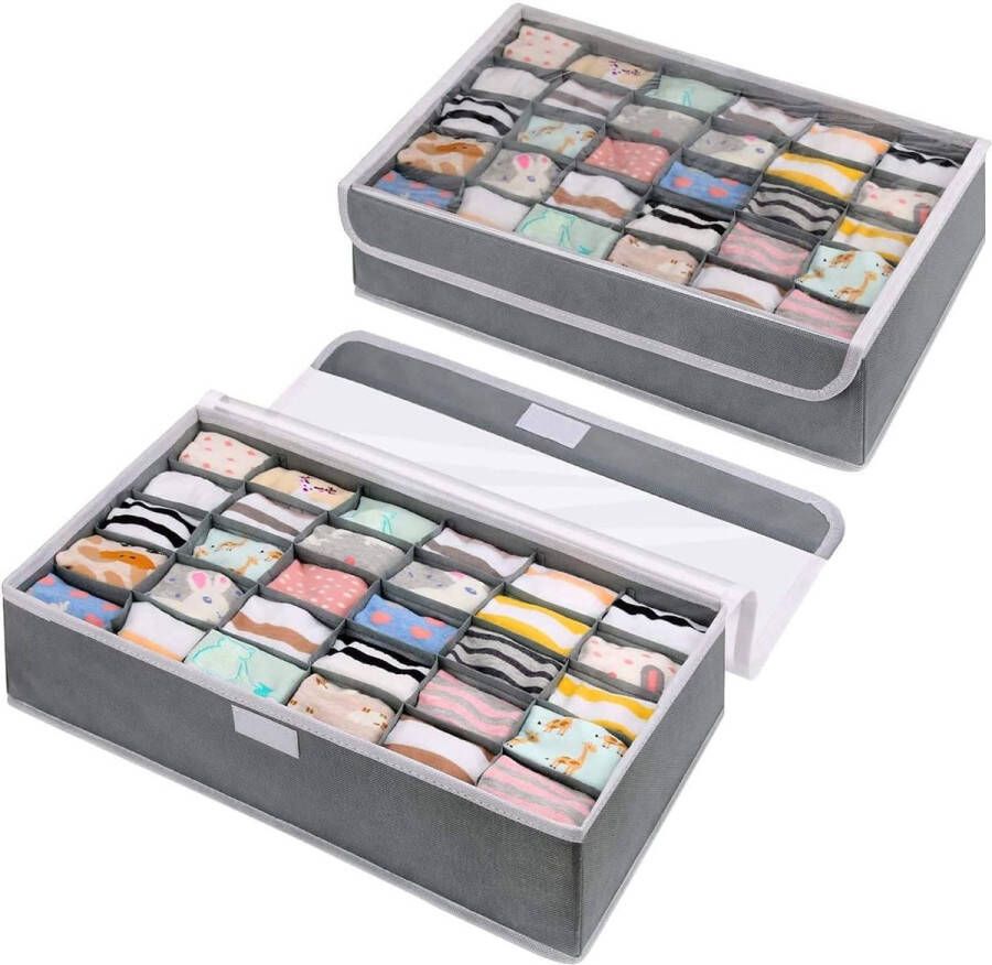 Sock Organizer 2 stuks opvouwbaar opbergsysteem voor ondergoed sokken stropdassen sjaals