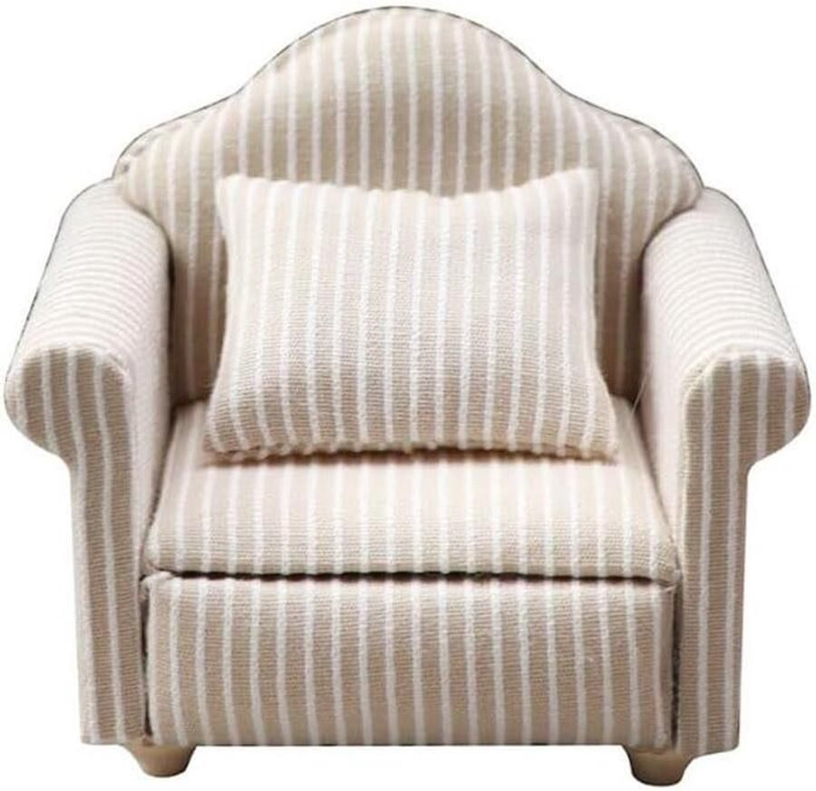 Sofa 1:12 Miniatuur meubilair model doek bloemenpatroon bank fauteuil bank met kussens accessoires bloemenpatroon mini-meubelset met rugkussen wit