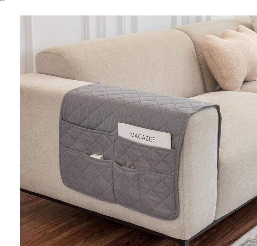 Sofa Armleuninghoes 90x50cm Bank Organizer Polyester 6 Vakken Opbergdoos voor afstandsbediening van de bank Verwijderbare meubelarmleuningbeschermer Spatwaterafstotend Voor decoratie en organisatie van meubels Handig en Duurzaam