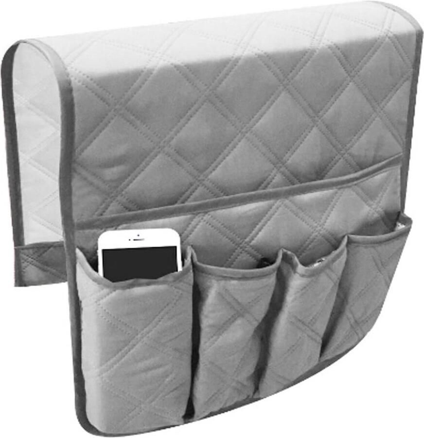 Sofa Armrest Organizer met 5 Zakken Dubbelzijdige Waterdichte Opbergtas voor TV Afstandsbediening Tijdschriften Boeken Kranten Telefoon Opbergtas Grijs 88*32.5cm