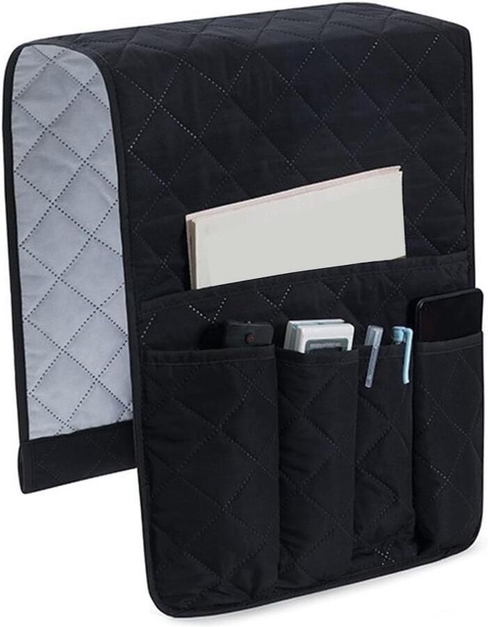 Sofa Armrest Organizer met 5 Zakken Dubbelzijdige Waterdichte Opbergtas voor TV Afstandsbediening Tijdschriften Boeken Kranten Telefoon Opbergtas Zwart 88*32.5cm