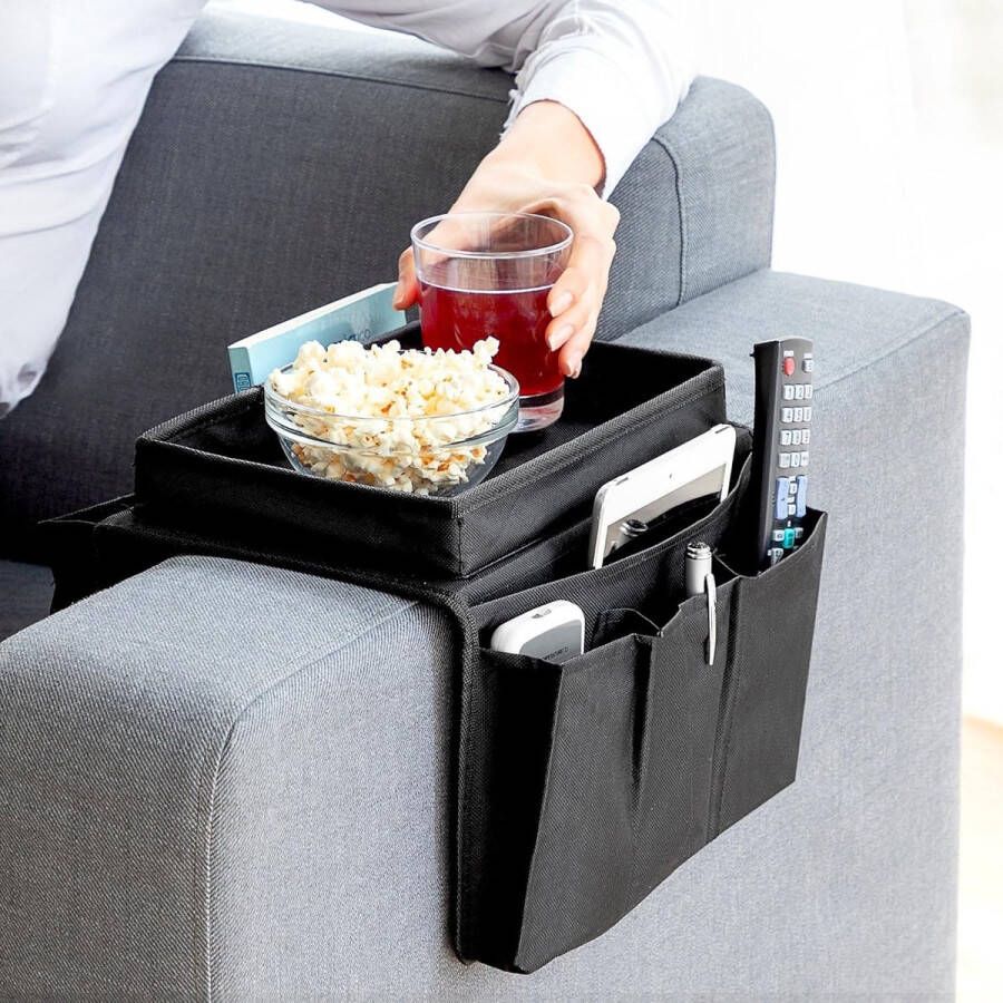 Sofa Armsteun Organizer Met Bekerhouder Lade Bank Caddy TV Afstandsbediening Opslag Houder voor Mobiele Tabletten Tijdschriften Boek Bril Kabels Drinker Snacks Houder Pouch