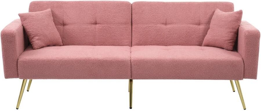 Sofa Bed – Slaapbank – Bedbank – Ombouwbank – Verstelbare Rugleuning – Velours Bekleed – Houten Frame