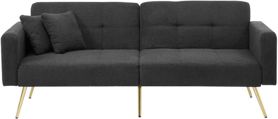 Sofa Bed – Slaapbank – Bedbank – Oprolbed – Velours Bekleding – Verstelbare Rugleuning – Houten Constructie