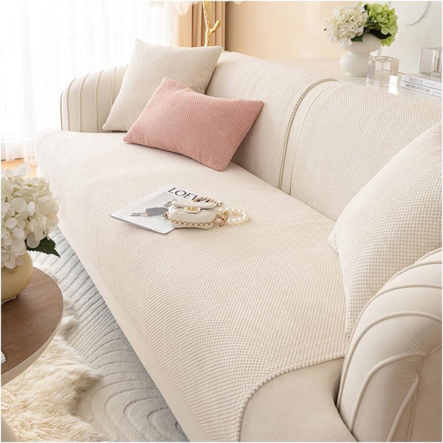 Sofa Cover L Shape Corner Sofa Cover 2 3 4-Seater Sofa Protector Non-Slip Couch Throw Blanket Sofa Protection Cat Dogs (Beige 70 x 150 cm)