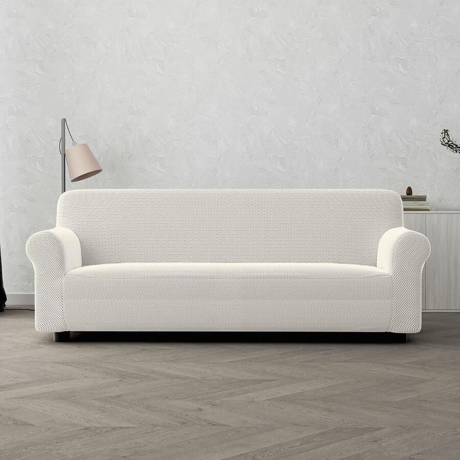 Stretch Sofa Cover Sets Anti-Slip Sofa Slipcover met Elastische Band Beige Jacquard Stof Meubelbeschermer 1 zits (80-120cm) met aparte rugleuningen en zitkussens