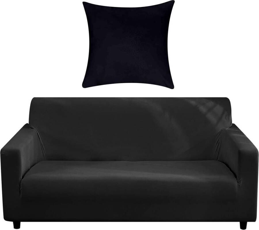 Sofa Gooit Bankhoes met een kussenhoes Stretch-elastische bankhoes in zwarte kleur voor 1 2 3 4-zits (L-vormige hoekbank vereist twee)