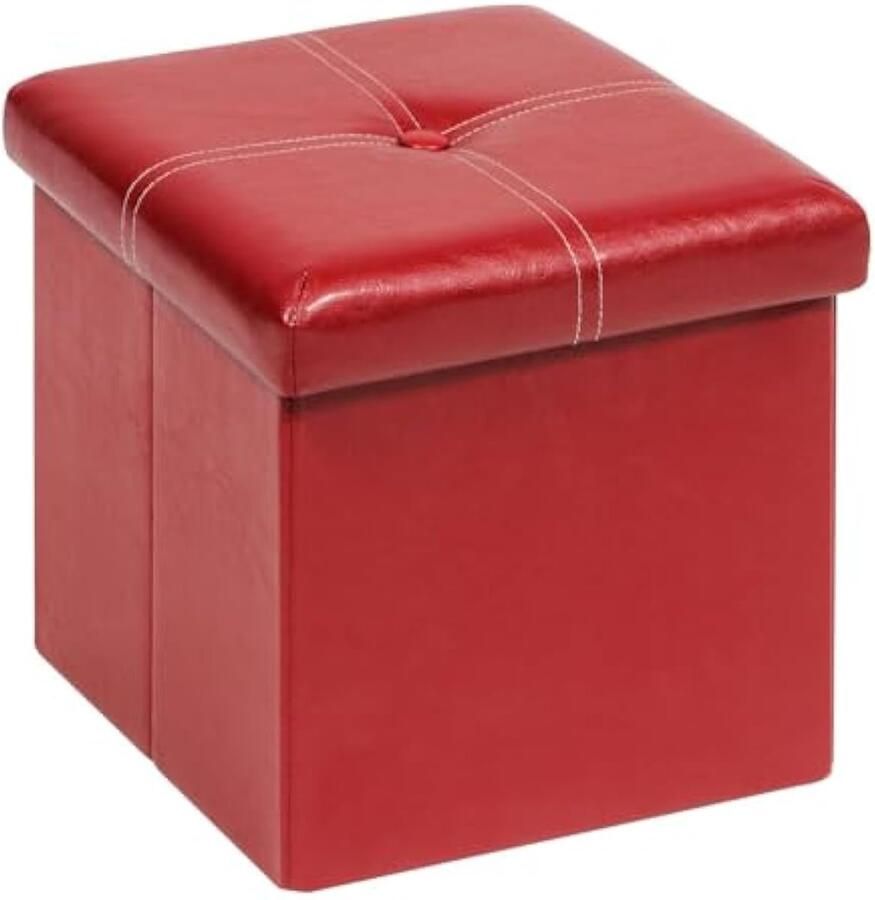 Sofa kruk Opvouwbare lade met deksel Zitkist Kinderen Opvouwbare kist Speelgoedkist Zitting lade met deksel 30x30x30cm Rood