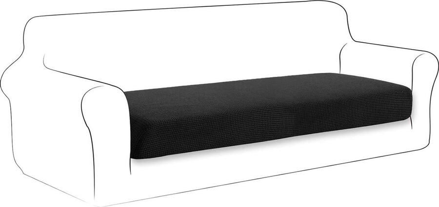 Sofa Zitkussen Hoezen High Stretch Kussen Hoes Geschikt voor 3-Zits Sofa Zwart