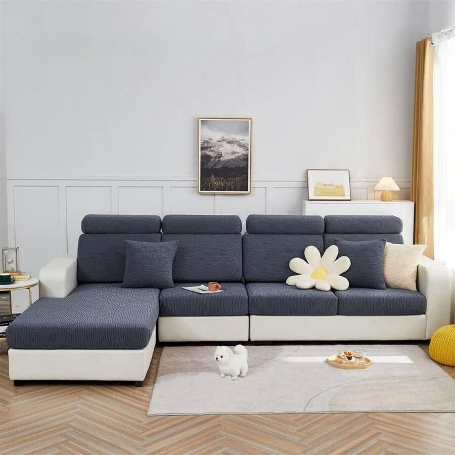 Sofa Zitkussen hoezen universele stretch bankhoezen bankhoes L-vorm zachte bankhoes voor bank chaise hoezen bankkussenbeschermers (donkergrijs cookie)