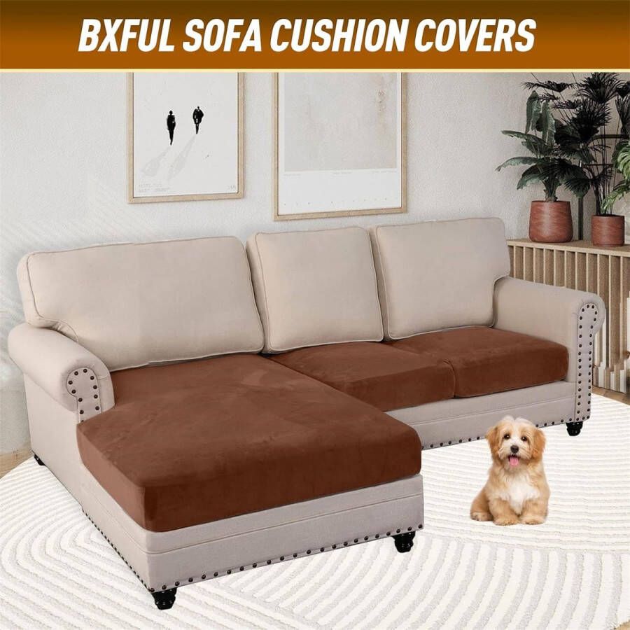 Sofa Zitkussenhoezen Sofa Kussenhoezen Stretch fluweel Bank Kussenhoezen Vervanging voor individueel kussen met elastische stof (1-zits koffie)