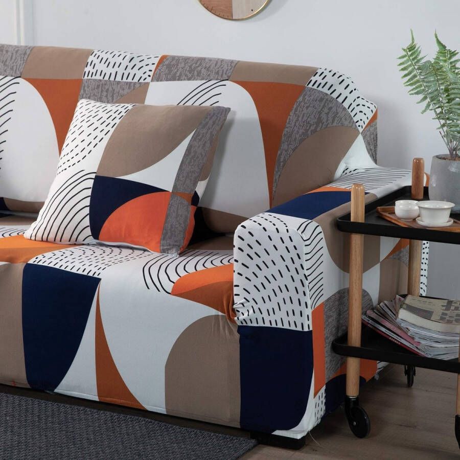 1 2 3 4 Zits Bankhoes Stretch Moderne Eenvoud Bankhoezen Meubelbankbeschermer Kleurrijk Geometrisch Patroon Bankhoezen Strech - Foto 2