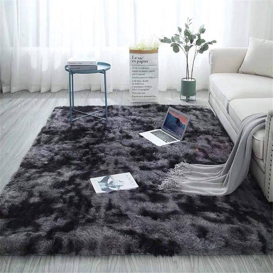 Soft Area Vloerkleed voor de slaapkamer shaggy tapijt zachte tapijten pluizige kleurrijke batik-tapijten tapijt nieuw donkergrijs 90 x 150 cm