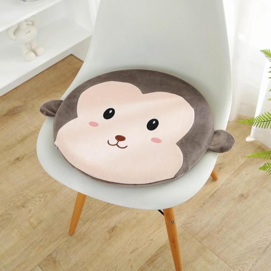 Soft Chair Cushion Round Seat Cushion for Kitchen Dining Chair Gift for Birthday Christmas 40x40x4cm Curry Monkey