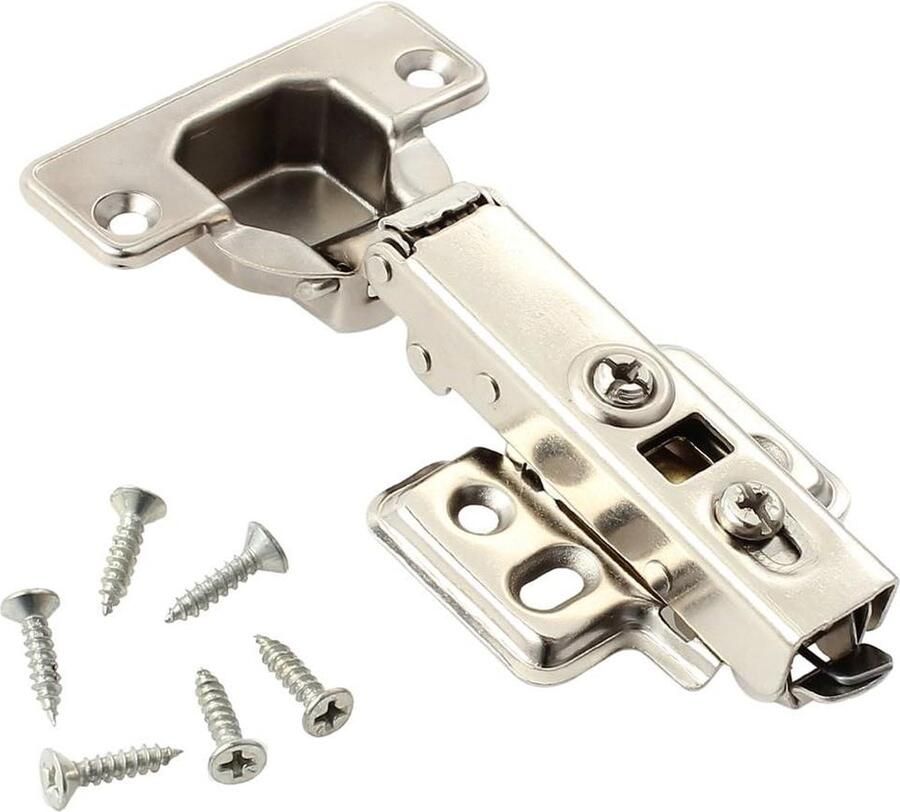 Soft Close Deurscharnieren 20 Stuks Stalen Scharnier 110 Graden voor Keukenkast Slow Shut Clip-On Plaat 35mm B & Q Ikea Mfi Wickes Lift-Off Deur
