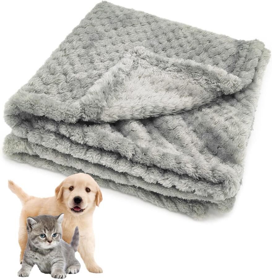 Soft Dog Blanket Washable Puppy Blanket Pet Bed Blanket Fluffy Fleece Pet Blanket for Small Dogs Cats Puppy 70x50cm(Grey)