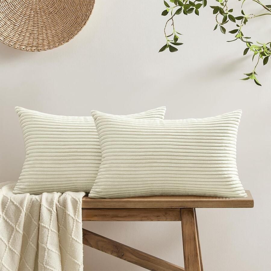 Softalker kussenhoezen 30x50 beige wit pluizig 2 stuks kussenhoezen bankkussenhoezen nekkussen decoratief kussen bankkussen kussensloop kerstdecoratie voor bank woonkamer slaapkamer bed