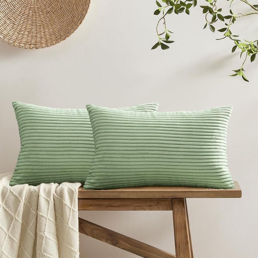 Softalker kussenhoezen 30x50 groen pluizig 2 stuks kussenhoezen bankkussenhoezen nekkussen decoratief kussen bankkussen kussensloop lente decoratie voor bank woonkamer slaapkamer bed