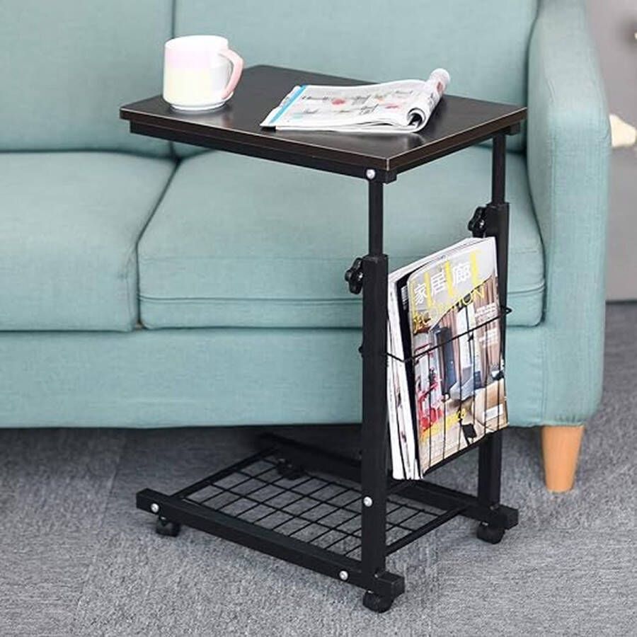 soges Verstelbare Lap Tafel Draagbare Laptop Computer Stand Bureaukar Lade Notebook Lap Bijzettafel voor Bed Sofa Ziekenhuis Verpleging Lezen Eten ZS-C6-BK