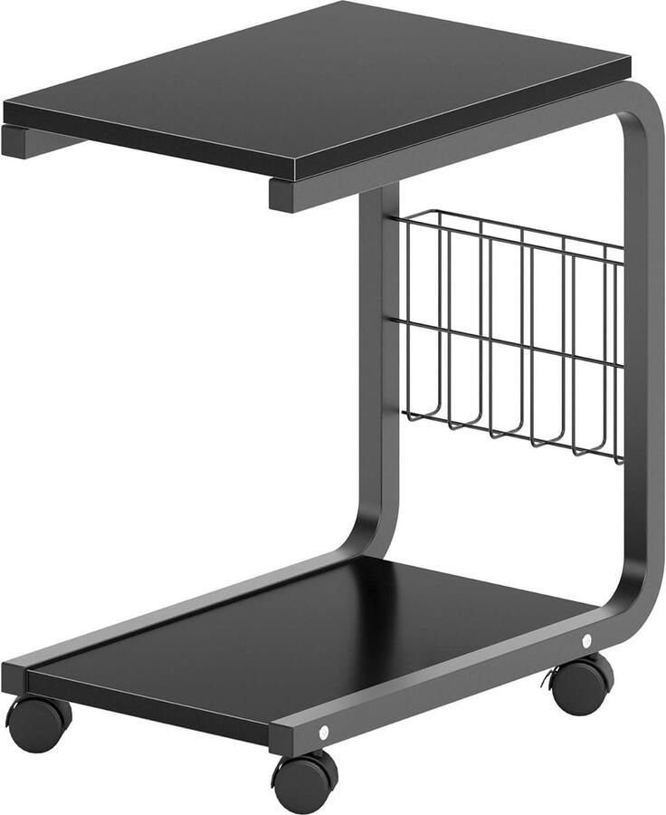 SogesHome Bijzettafel met wieltjes koffietafel salontafel laptoptafel 51 x 30 x 56 cm laptopstandaard met legplank