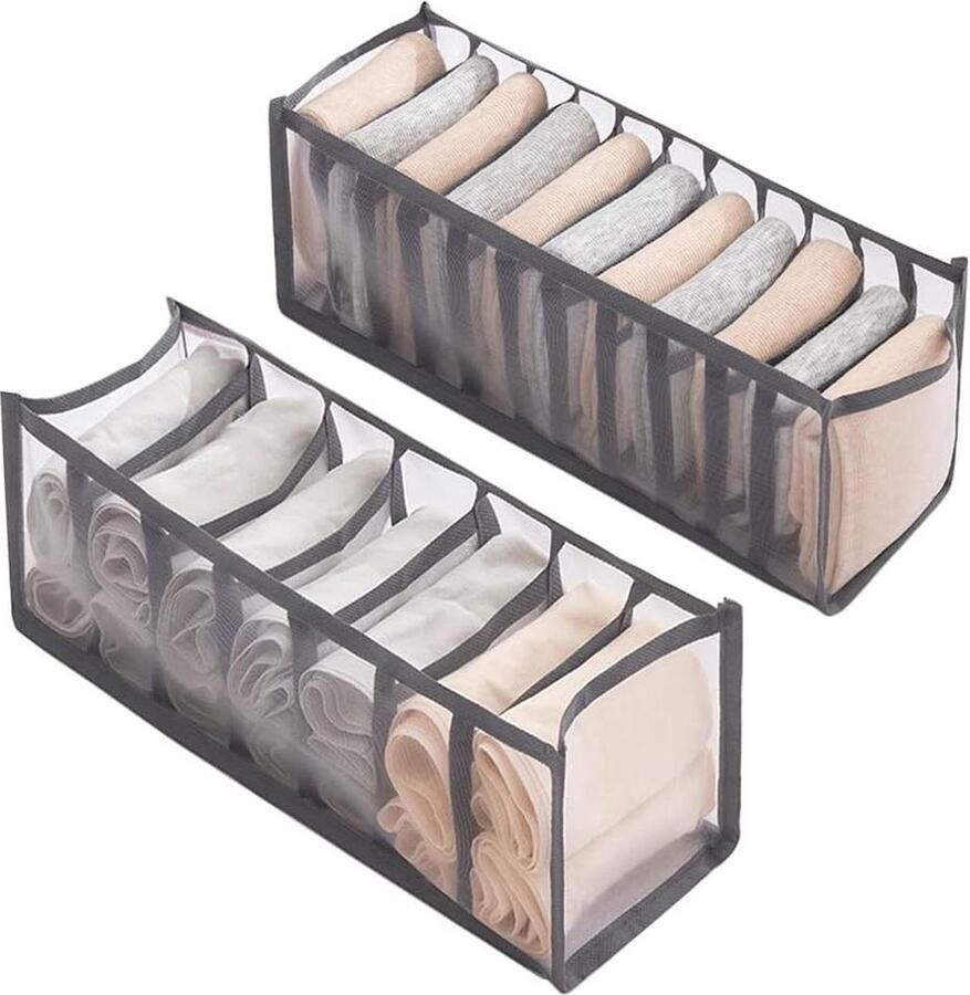 Sokkenlade-organizer Ondergoedlade-organizer 2 stuks Grijs