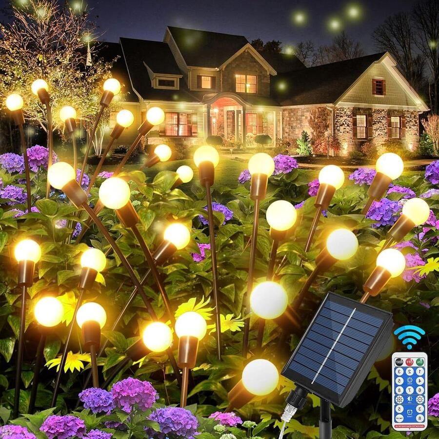 Solar Lampen Buiten Tuin 4 Stuks 32 LED Solar Vuurvlieg Licht 8 Lichtstanden Tuindecoratie Pad Terras Tuin Balkon Decoratie