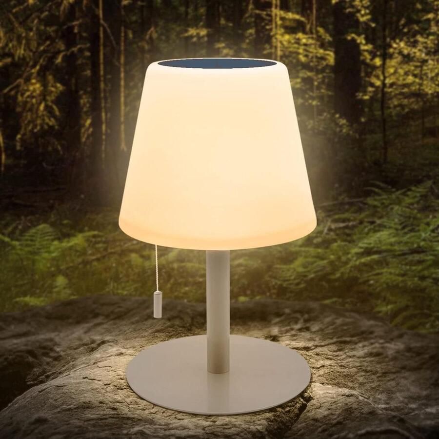 Solar Outdoor LED Tafellamp Dimbaar 8 Kleuren Draadloos met Afstandsbediening Oplaadbaar op Zonne-energie Tuin Camping Grijs