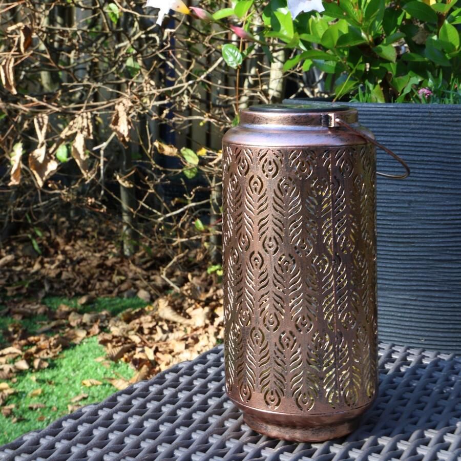 Solar Tuinlamp – Solar Tuinverlichting op zonne energie Brons kleurig metaal – Tafellamp Buitenlamp – Led buitenverlichting met sensor Tuinfontein Tuinfakkel Tuinsteker Tuinlantaarn Sfeerverlichting Voor buiten