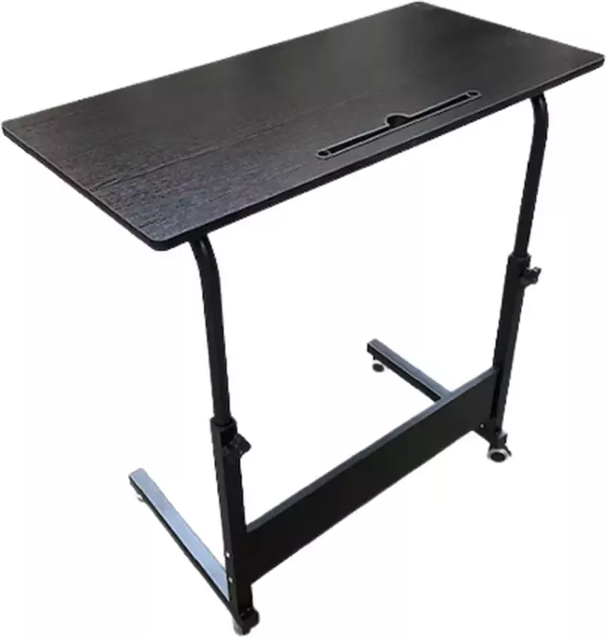 Solid homecare bedtafel met tablethouder en wielen zwart