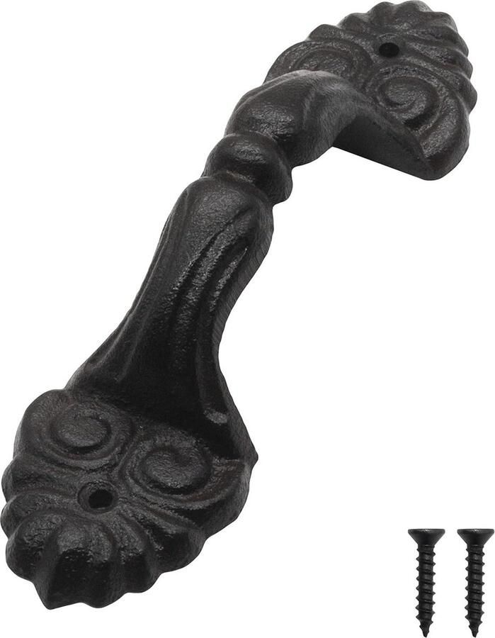 Solid Rustic Door Handle Furniture Handle Drawer Handle Cabinet Handle Iron Handle Antique Design 210 x 44 mm Black