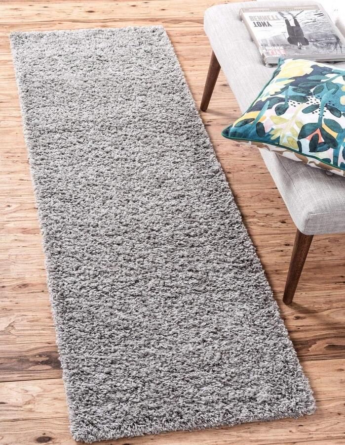 Solid Shag Collection wolkgrijs Modern Pluche Tapijt Lush & Zacht 2' 6 x 10' 0 Runner