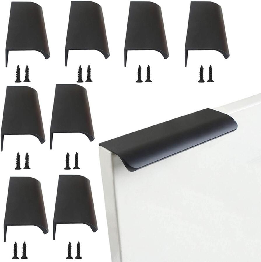 Keukendeurkast Handgreep Laden Gebogen Deurhandgreep Zwart Onzichtbaar Aluminium Meubelhandgreep Kledingkast Keukengrepen Slaapkamer 8 Stuks (120 mm) - Foto 2