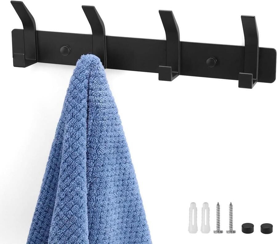 Solide ruimte-aluminium dubbellaagse kledinghaak geen stansen jashouder verbreden en verdikken voor slaapkamer badkamer garderobe