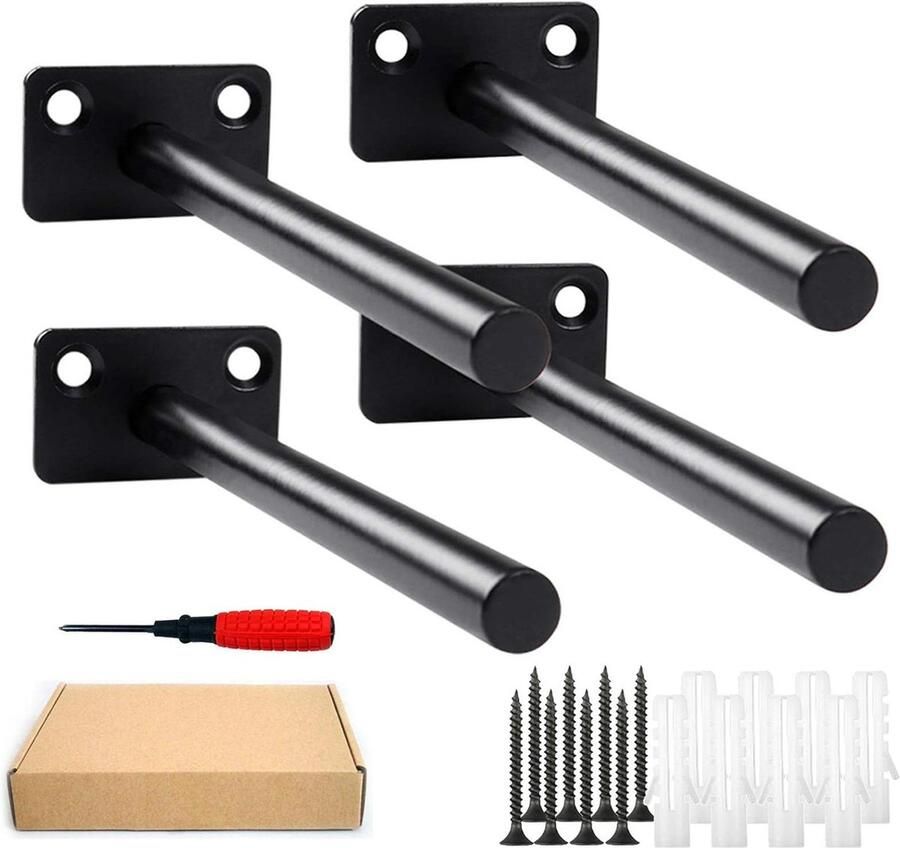 Solide Zwevende Plankhouders Set van 4 Verborgen Plankdragers met Schroevendraaier Voor Doe-het-Zelf Wandplanken