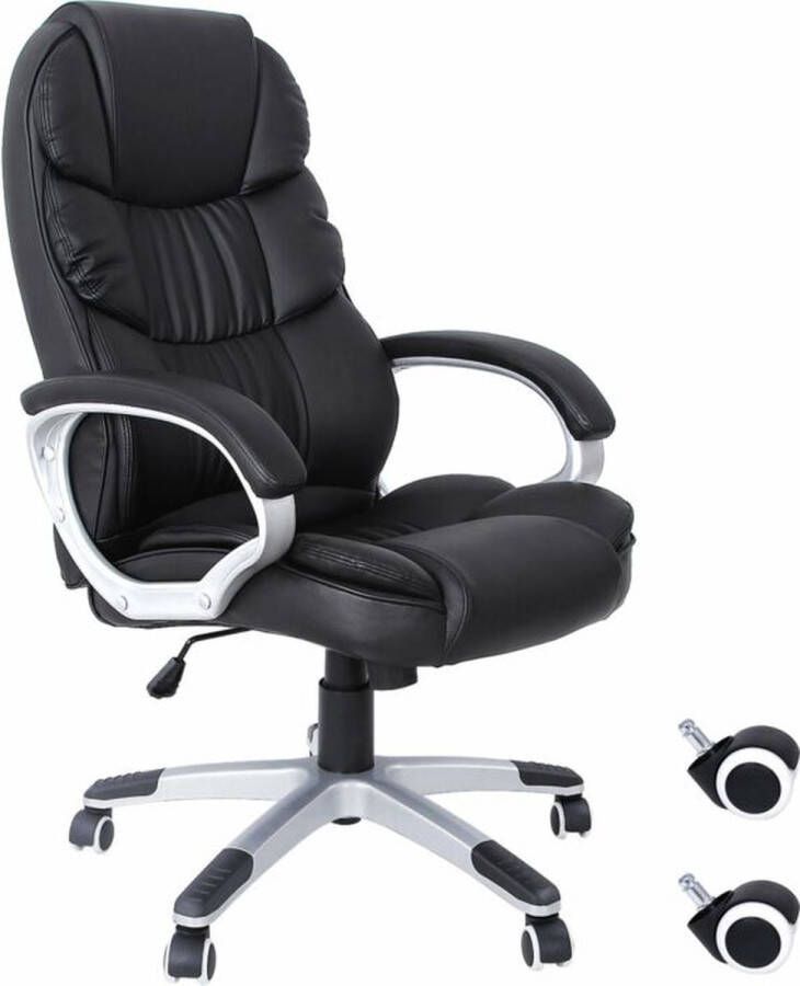 Songmics bureaustoel Computer stoel Bureaustoel Met Luxe Bekleding Hoogte Aanpassing OBG65BK