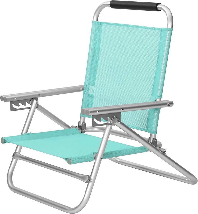 Rootz Living Rootz Strandstoel Opklapbare Strandstoel Lounge Strandstoel Lichtgewicht Strandstoel Met Hoofdsteun Aluminium Frame Groen 57 x 59 x 71 cm (L x B x H)
