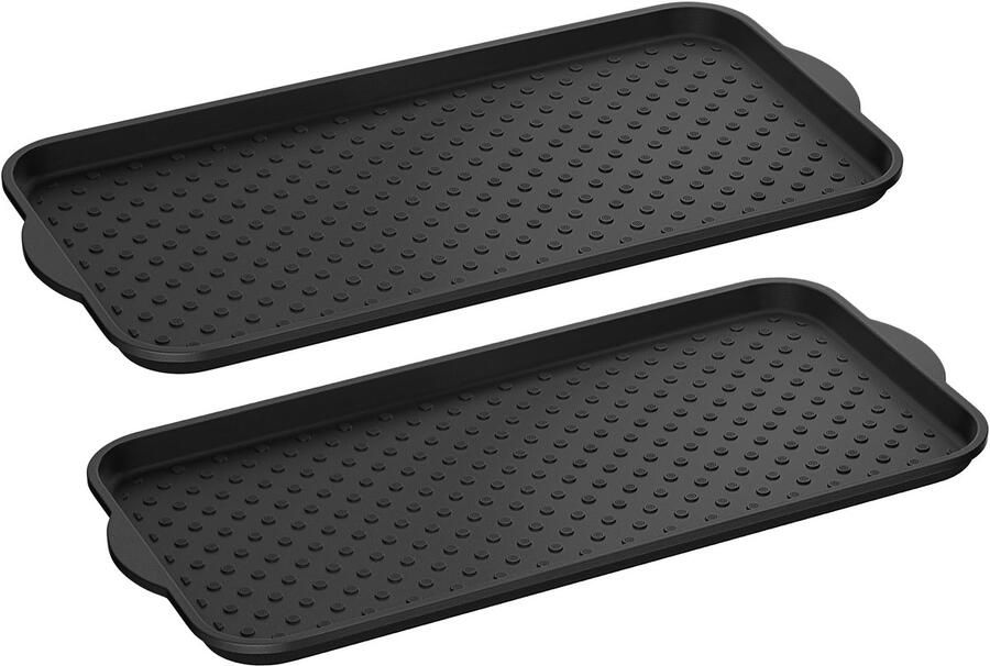 SONGMICS schoenenlekbak set van 2 schoenenrek schoenenbak voor 3 paar schoenen 36 5 x 74 2 x 3 2 cm met opstaande rand handgrepen kunststof plantenbak voor herfst winter zwart