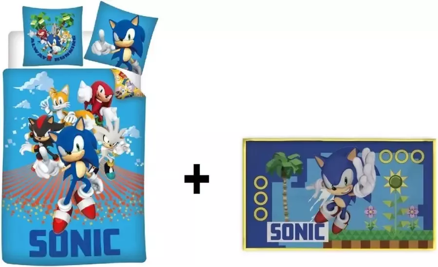 Sonic The Hedgehog Dekbedovertrek 140x200cm + Vloerkleed 70x40cm