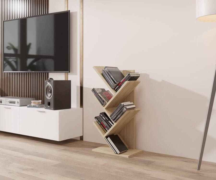 Sonoma Boekenkast boekenrek voor in de woonkamer thuiskantoor slaapkamer of keuken 5 planken Sonoma